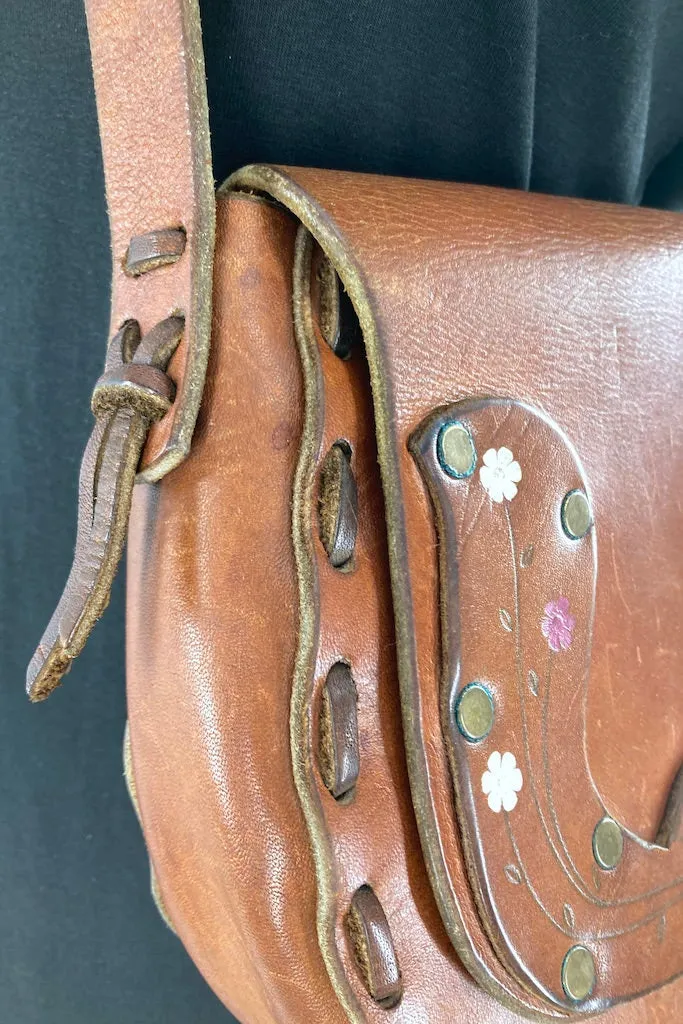 Vintage 1960s Tooled & Painted Leather Bag