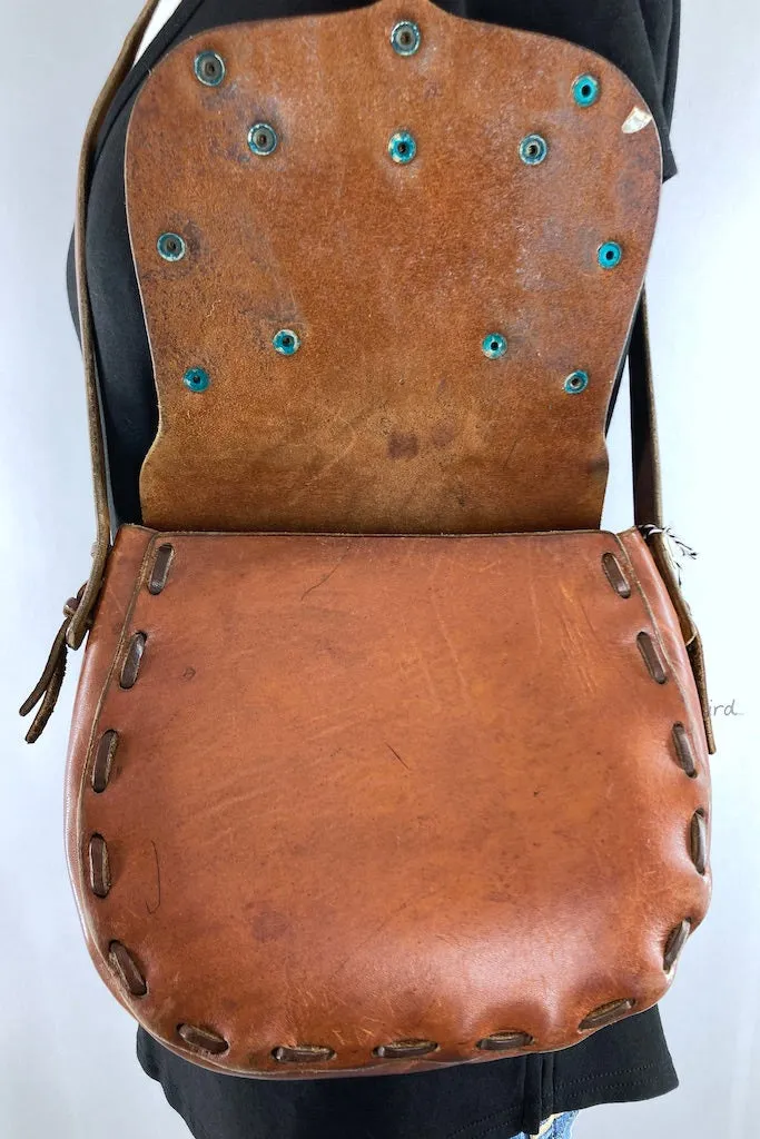 Vintage 1960s Tooled & Painted Leather Bag