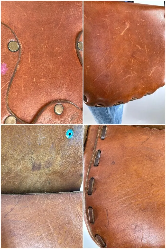 Vintage 1960s Tooled & Painted Leather Bag