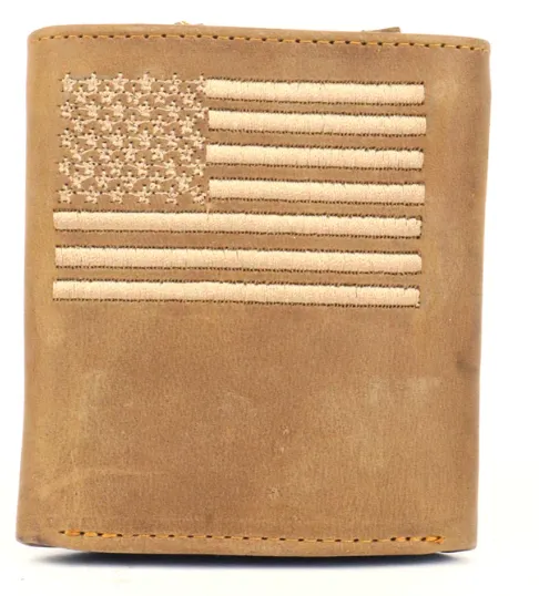 W-157- Rockin Leather U.S.A Embroidered Tri-Fold Wallet