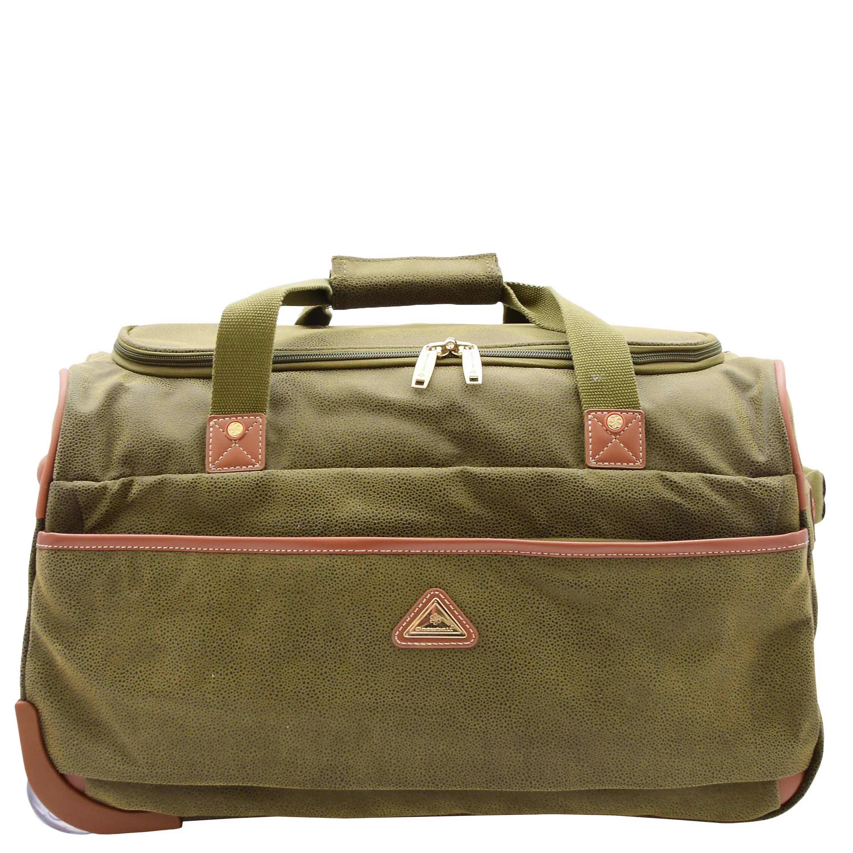 Wheeled Holdall 21" Medium Green Faux Leather Travel Duffle Bag Norge