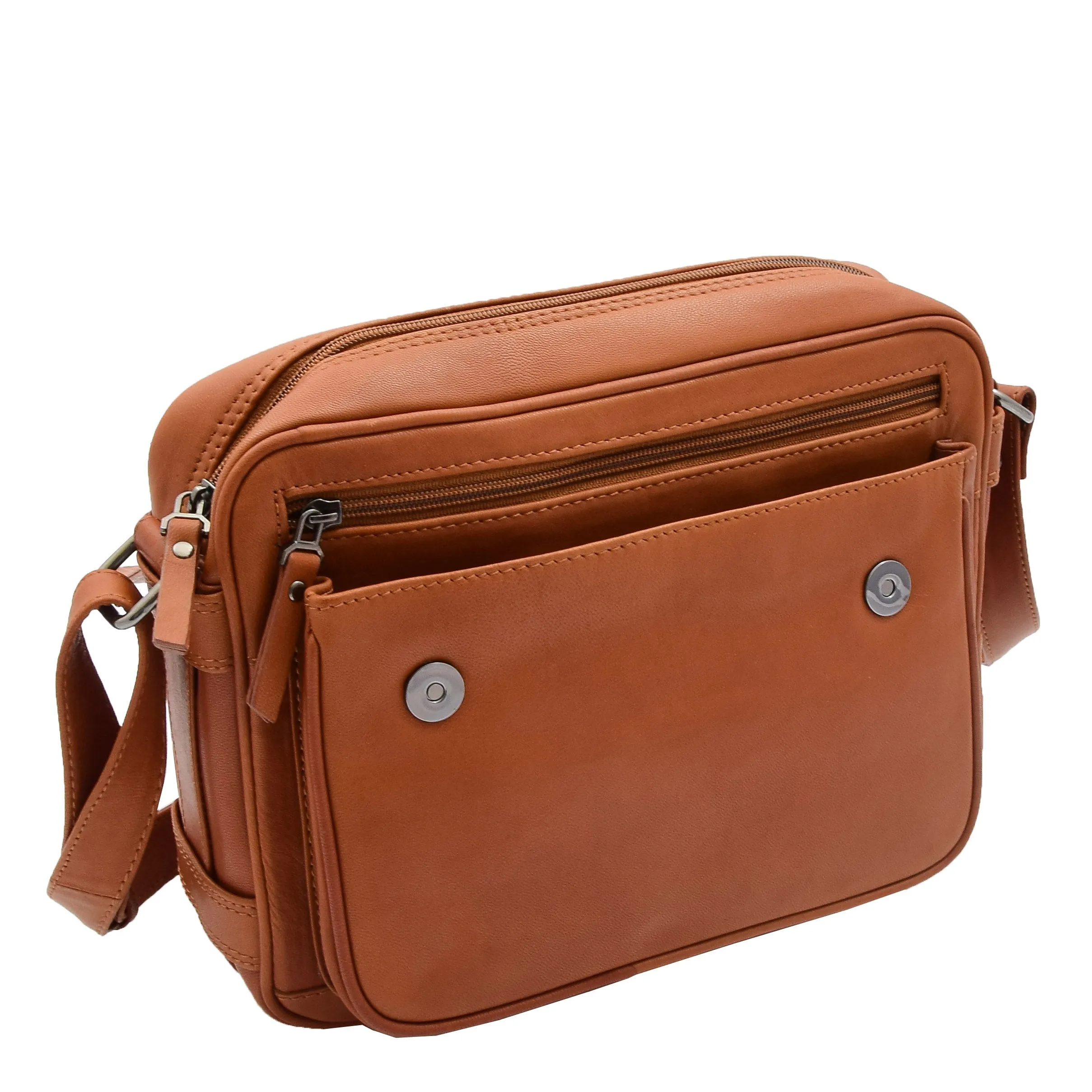 Womens Crossbody Real Cognac Leather Messenger Bag Casual Office Organiser Juliet