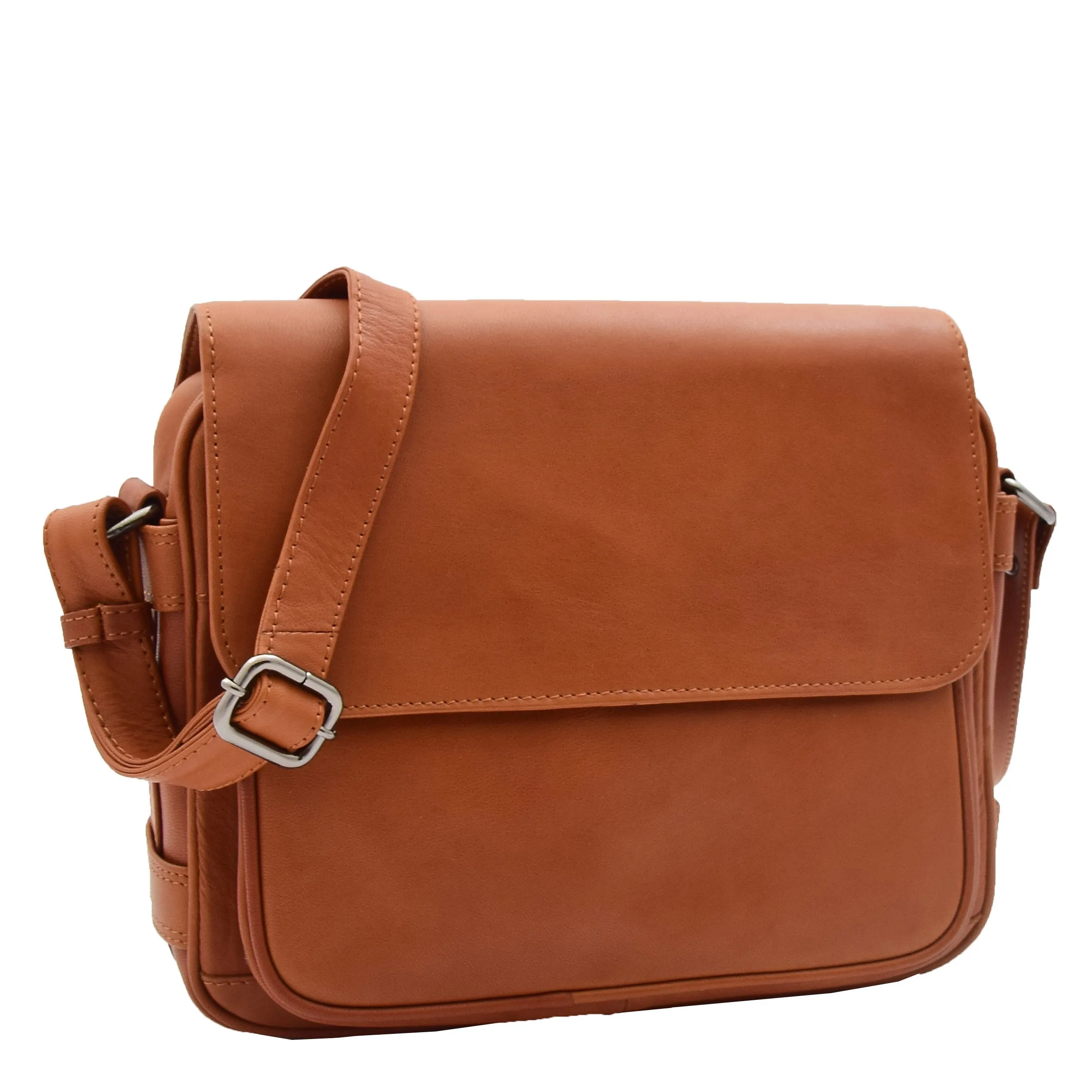 Womens Crossbody Real Cognac Leather Messenger Bag Casual Office Organiser Juliet