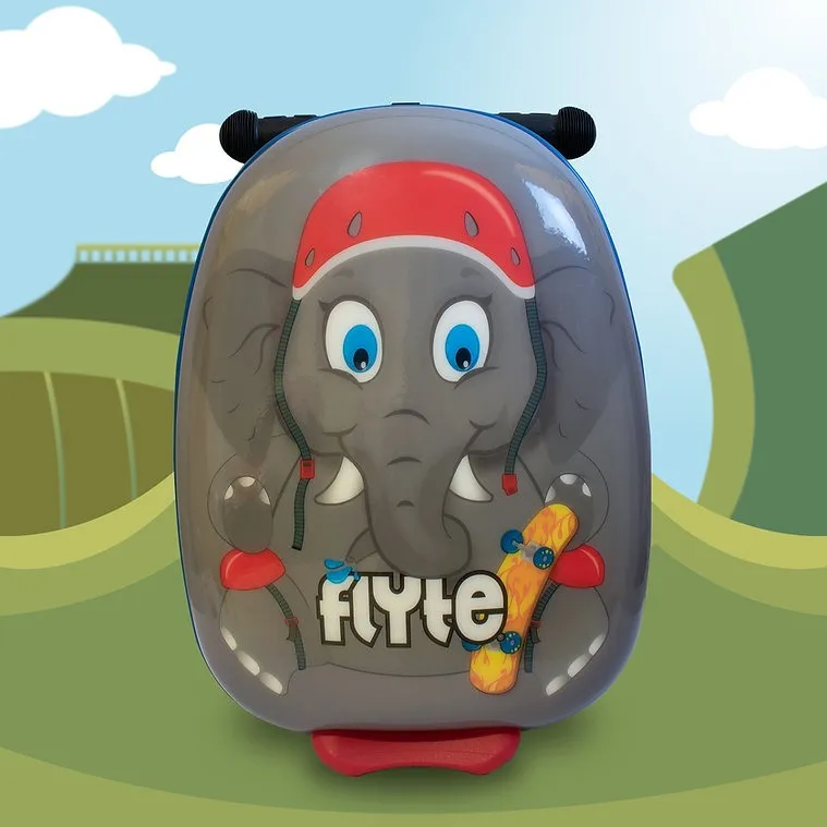 Zinc Flyte Scooter Suitcase Children's Luggage - Eddie The Elephant