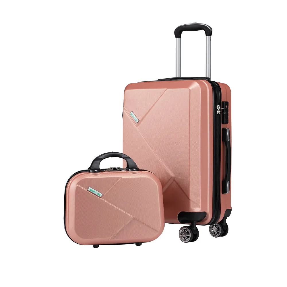 ZUNI 2PCS Luggage Suitcase Trolley Set Travel TSA Lock Storage Hard Case Pink